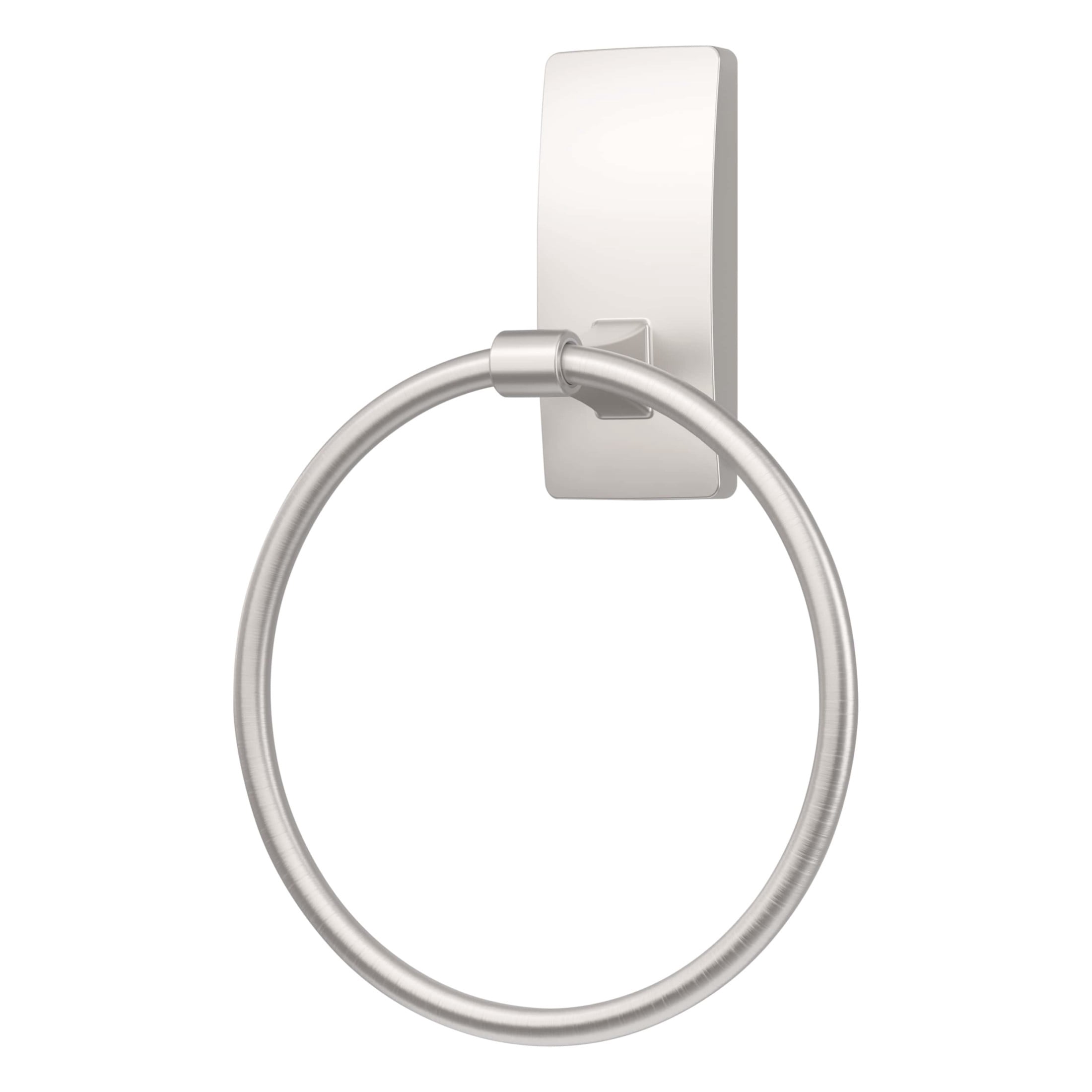 Command Bath Satin Nickel Towel Ring, 1 Towel Ring, Holds 5 lbs, 2 Strips, Adhesive Mount