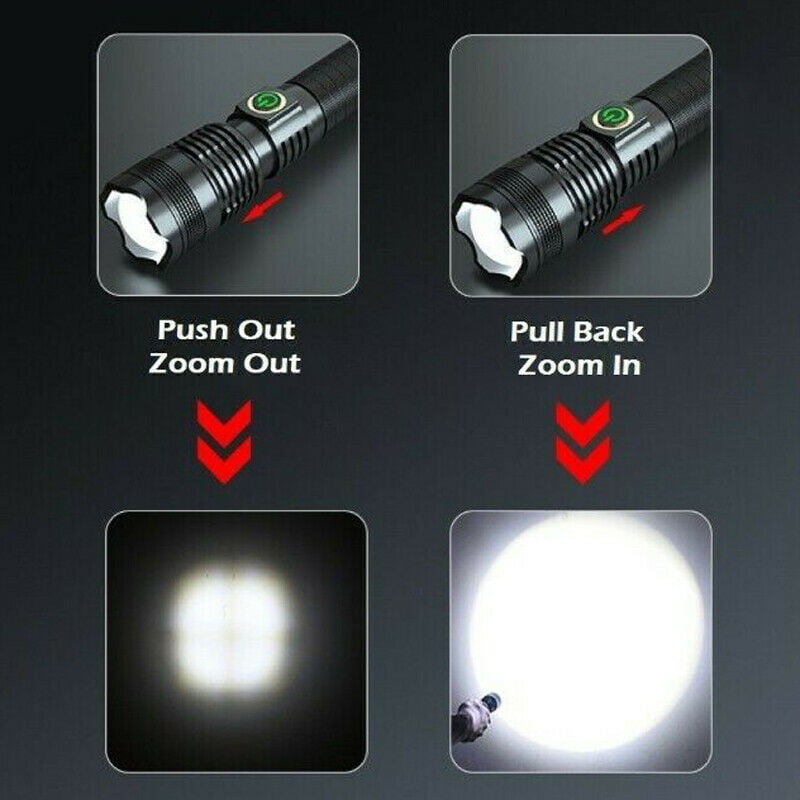 XHP70 LED Ultra Bright 1200000 LM 26650 Powerful USB Flashlight Torch Zoomable