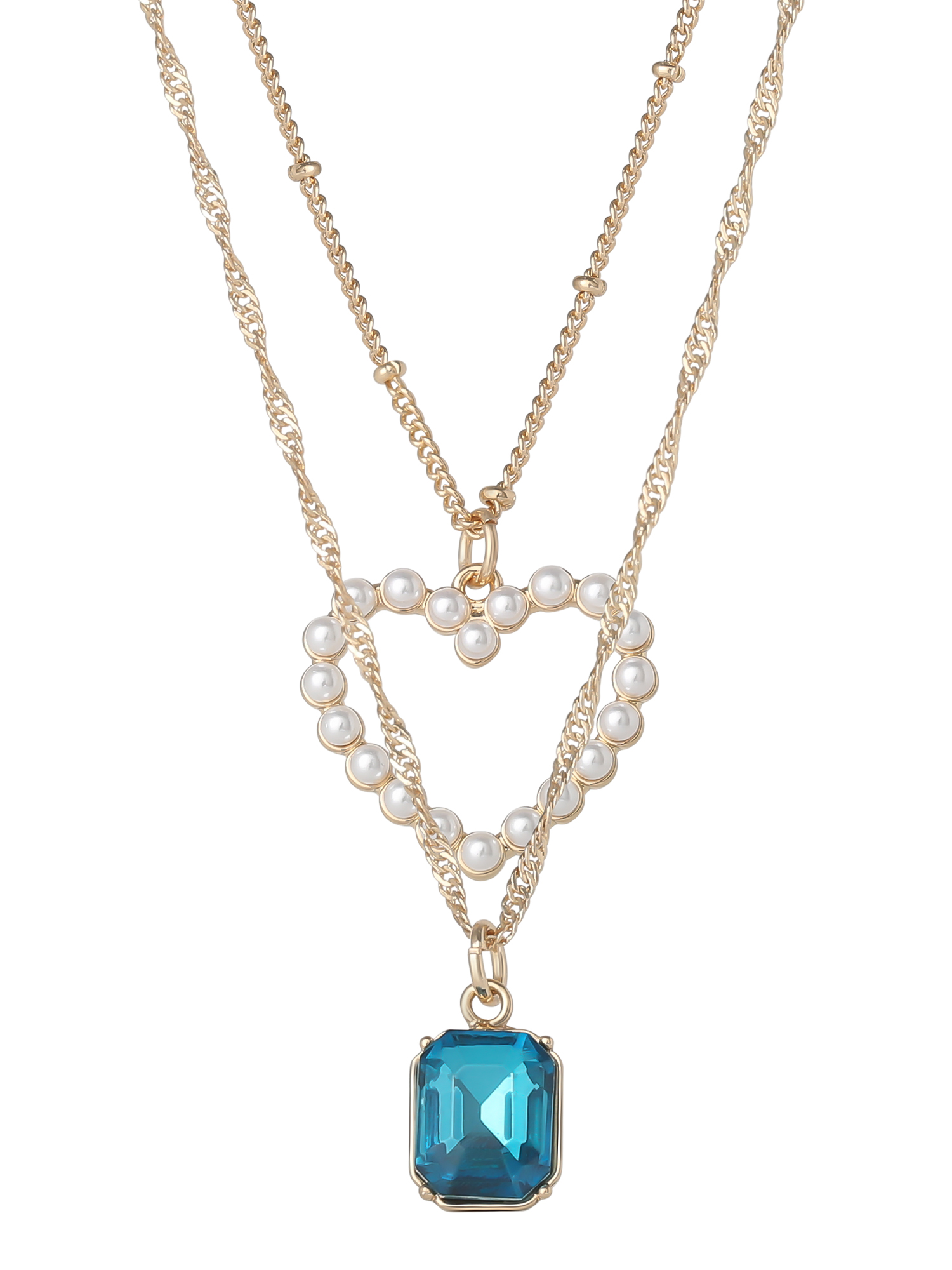 Celebrity Pink Women's Layered Heart Pendant Necklace