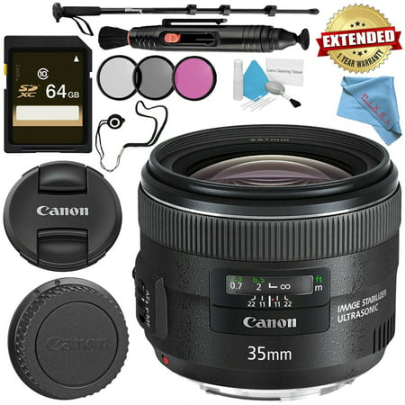 Canon EF 35mm f/2 is USM Lens + 67mm 3 Piece Filter Kit + 64GB SDXC Card + Lens Pen Cleaner + Fibercloth + Lens Capkeeper + Deluxe 70