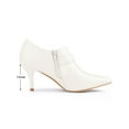 thumbnail image 6 of BLISSFUL STEP Women's Ankle Boots Flower Stiletto Heel Pointy Toe Zipper Faux Leather Dress Booties Milky White 6.5, 6 of 8