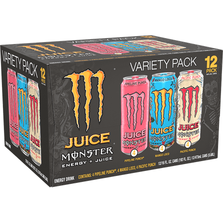 Juice Monster VP, Mango Loco, Pipeline Punch, Pacific Punch, 16 fl oz, 12 Pack