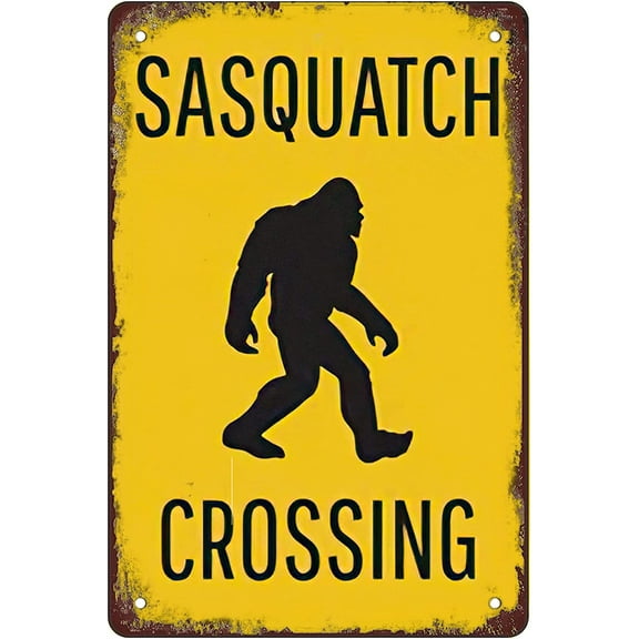 Retro Funny Metal Sign Sheet Signs Tin Sign,Sasquatch Crossing ,outdoor Home Wall Decoration, size:8 x 12.