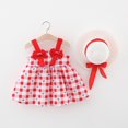 thumbnail image 1 of Vestido de verano con tirantes y estampado de flores para niña pequeña con lazo y sombrero, 1 of 8