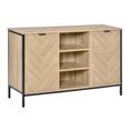 thumbnail image 1 of HOMCOM Kitchen Sideboard, Buffet Cabinet with 2 Door Cupboards, 3 Open Shelves and Adjustable Shelves, Oak Tone, 1 of 10