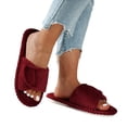thumbnail image 2 of CIENVNSTG Womens Orthopedic Arch Support Fuzzy Adjustable Corduroy Memory Foam Open Toe Slippers Comfortable Non‑Slip Indoor Slides Supportive Footwear Red 37, 2 of 4