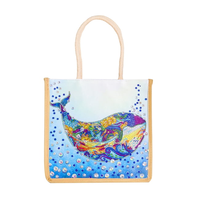 Compras Con Pintura Diamantes Bolso Lino Bolsas Almacenamiento Ecológicas Plegables para Comestibles