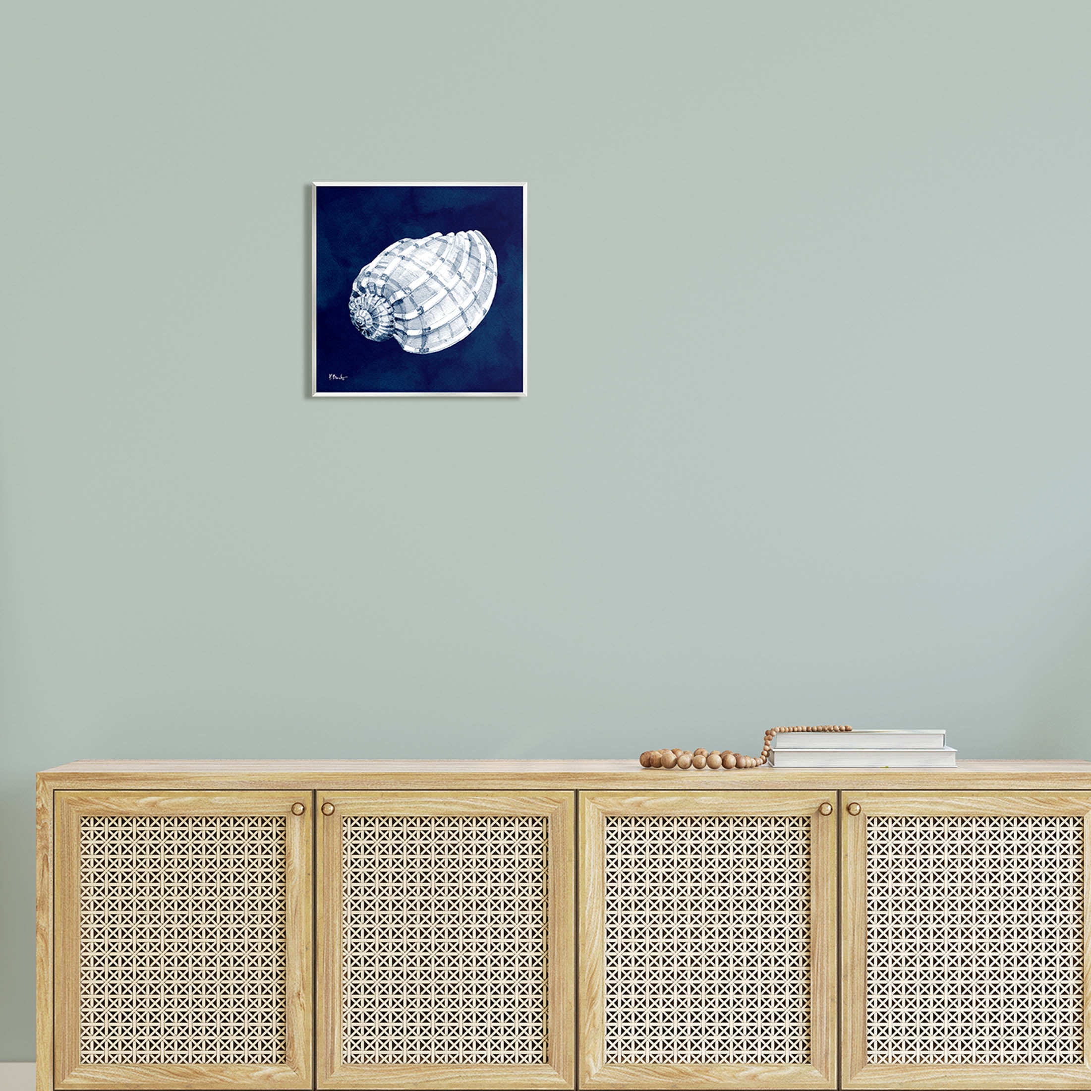 Stupell Industries Cyanotype Shells Coastal Illustration Graphic Art Unframed Art Print Wall Art, Design by Paul Brent