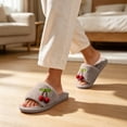 thumbnail image 2 of Wensltd Women Slide Slippers Soft Flat Sole Indoor Daily Slippers Wide Width For Bedroom Solid Color, 2 of 8