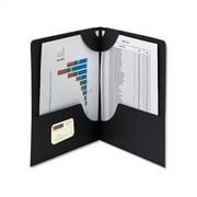 Lockit Two-Pocket Folder Textured Paper, 11 x 8 1/2, Black, 25/Box