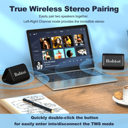Wireless Portable Speaker,IPX7 Waterproof Bluetooth Speaker, Stereo Sound with Bass, TWS Pairing, Built-in Mic, 16H Playtime for Home, Outdoor,Camping - Black