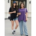 thumbnail image 5 of MOYIKO Women's Short Sleeve Swing T-Shirt Flowy Asymmetrical Hem Tee Loose Fit Casual Tops, 5 of 7