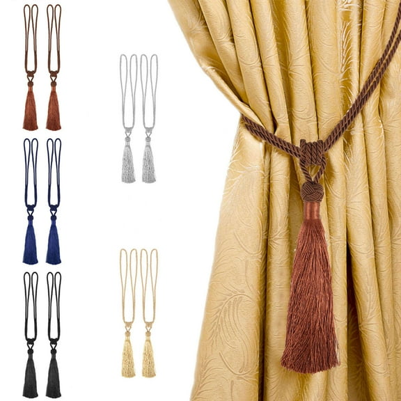 Luxtrada Curtain Tiebacks Tassel Tie-Backs, Rope Curtain tie Backs Handmade Curtain Holdbacks Made from Polyester (1 Pair ,Navy)