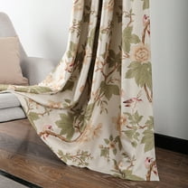 VOGOL Thermal Insulated Floral Blossoming Blackout Curtains, Room Darkening Window Panel Drapes for Bedroom, Living Room, Grommet Top, W52xL84, 2 Panels