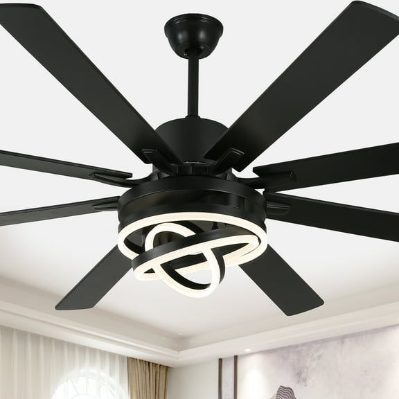 Chords Attic 72" 8-Blade DIY Shape Reversible Ceiling Fan with LED lights and Remote Control, 6-Speed, Timer Setting Quiet DC Motor for Large Room