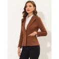thumbnail image 5 of INSPIRE CHIC Chaqueta de oficina de trabajo de manga larga con cuello de solapa y ante sintético para mujer Caramelo XS, 5 of 5