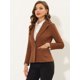 thumbnail image 5 of INSPIRE CHIC Chaqueta de oficina de trabajo de manga larga con cuello de solapa y ante sintético para mujer Caramelo XS, 5 of 5