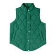 thumbnail image 3 of GEWSEY Cropped Puffer Vest Women Lightweight Quilted Stand Collar Sleeveless Jackets Fall Winter 2025 Button Zip Up Coat (Dark Green, M), 3 of 3