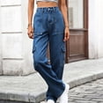 thumbnail image 2 of Sentmoon Jeans à Jambe Grand Pantalon de Travail à Multiples Poches Denim Pleine Longueur Coupe Classique Jambe Droite Pantalon Décontracté Stylé Design Tendance Moderne pour le Quotidien et les Activités, 2 of 5