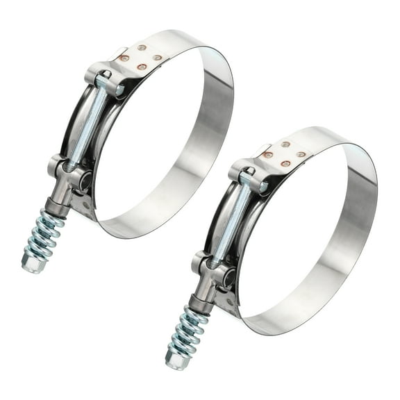 Uxcell T-Bolt Hose Clamps with Spring, 2 Pack 304 Stainless Steel Adjustable Worm Hose Clamp for 3.25" Hose ID