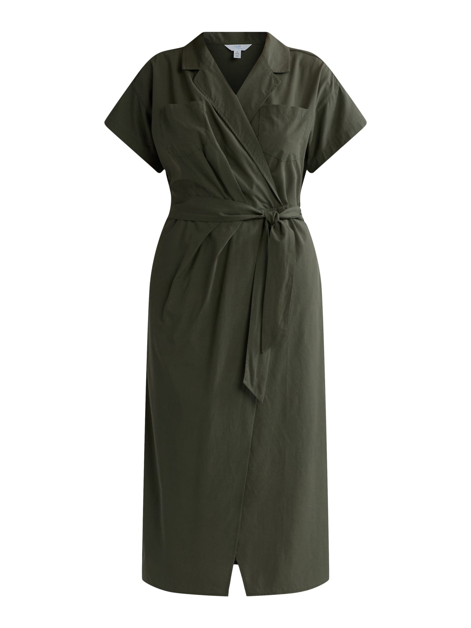 Time and Tru Women's and Women's Plus Wrap Shirt Dress, Sizes XS-4X