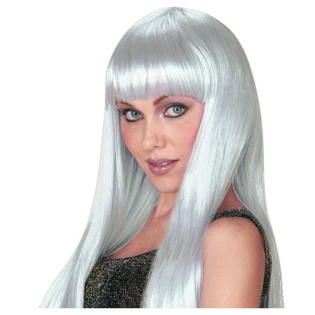 AMSCAN Babe Long Glow in the Dark Wig Halloween Costume Accessories, White and Silver, One Size