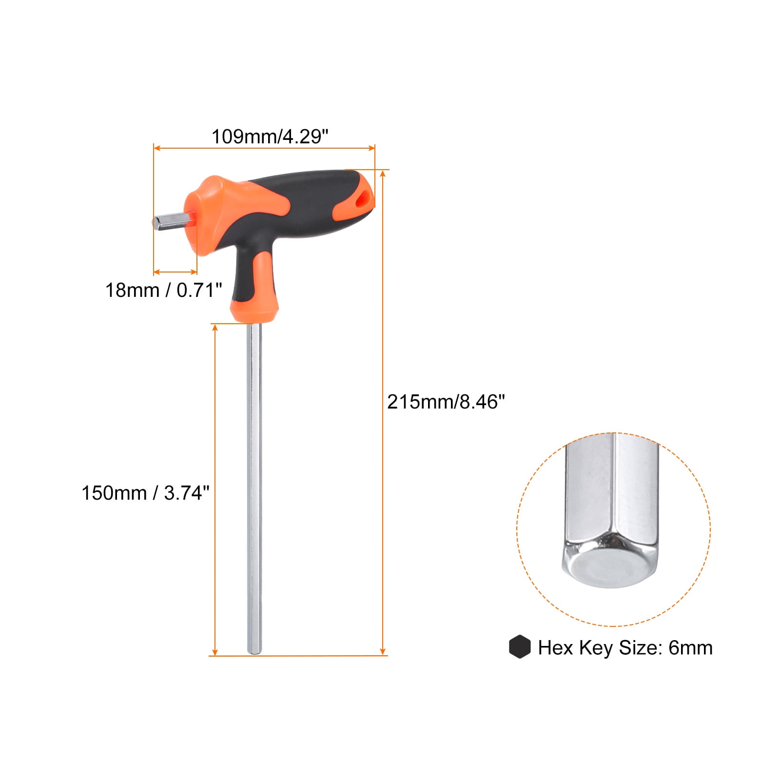 Uxcell 2pcs T-Handle Hex Key Wrench 6mm Metric S2 Steel T-Key Inner Hexagon Wrenches Spanner Repair Tool