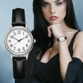 thumbnail image 2 of Transer Women's Classic Fashion Leather Strap Wristwatch, Black & Gold, 2 of 3