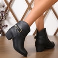 thumbnail image 6 of Dakaela Women's Short Ankle Boots Chunky Heel Cowboy Cowgirl Western Booties Buckle Zipper Winter Dress Work Boot Black Size 8.5, 6 of 8