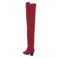 thumbnail image 3 of YDN Women Sexy Closed Pointed Toe Over The Knee Boots Stretchy Block Low Heels Pull On Long Boots Dress Winter Shoes Size 6.5 Red, 3 of 4