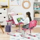 Gymax Hauteur Réglable Enfants Chaise de Bureau Ensemble Étude Dessin W / Lampe & Bibliothèque Rose – image 4 sur 10