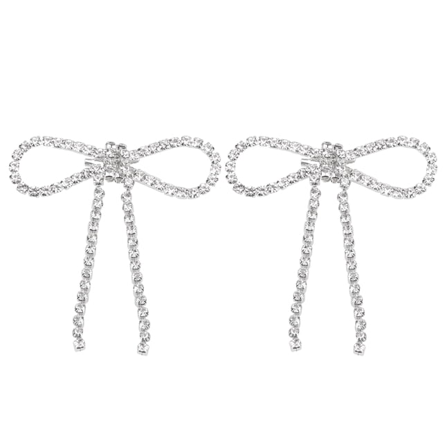 2Pcs Strass Broches Pompon Arc Coeur en Forme de Bijoux Accessoires avec Boucle Broches5.5x7cm Pompon Arc