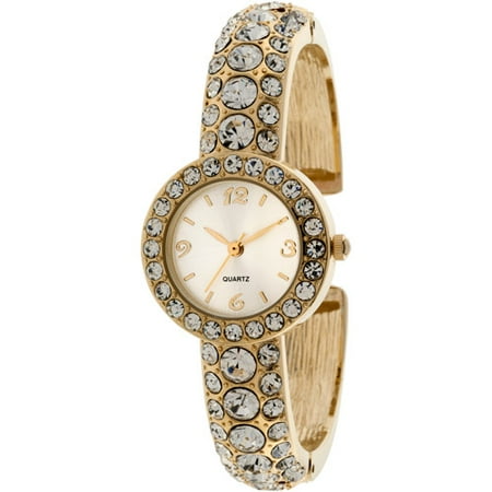 Women's Crystal Bangle Watch, Gold