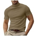 thumbnail image 2 of Mens T-Shirts Solid Color Turtleneck Short Sleeve Slim Pullover Undershirt Tops T Shirts Activewear, 2 of 6