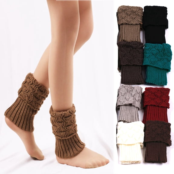 Meidiya Womens Short Boots Socks Crochet Knitted Boot Cuffs Leg Warmers Socks Elastic Leg Warmers Topper Socks