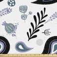 thumbnail image 1 of Floral Fabric by the Yard, Paisley with Ornaments Eastern Feels Oriental Design, Decorative Upholstery Fabric for Sofas and Home Accents, Night Blue Ceil Blue by Ambesonne, 1 of 5