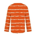 thumbnail image 5 of CLOISE Tees for Women Fall Trendy Striped Blouses Button V Neck Long Sleeve Tees Loose Asymmetrical Colorblock Tops Y2k Outfits Orange XL, 5 of 5