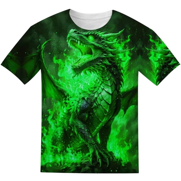 Tiijoy Boys Graphic T Shirt Dragon 3D Print Short Sleeve Crew Neck T-Shirt Tee, Sizes 2-13