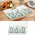 thumbnail image 6 of Teal Eucalyptus Leaves Placemats Set of 6 Watercolor Vase Birds Place Mats Indoor Wipeable Table Mats Washable Cloth Dining Table Placemats for Kitchen Holiday Party Home Decor 13x19 Inch, 6 of 9