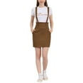 thumbnail image 3 of INSPIRE CHIC Women's High Waist Straight Braces Suspender Skirts M Dark Brown, 3 of 7