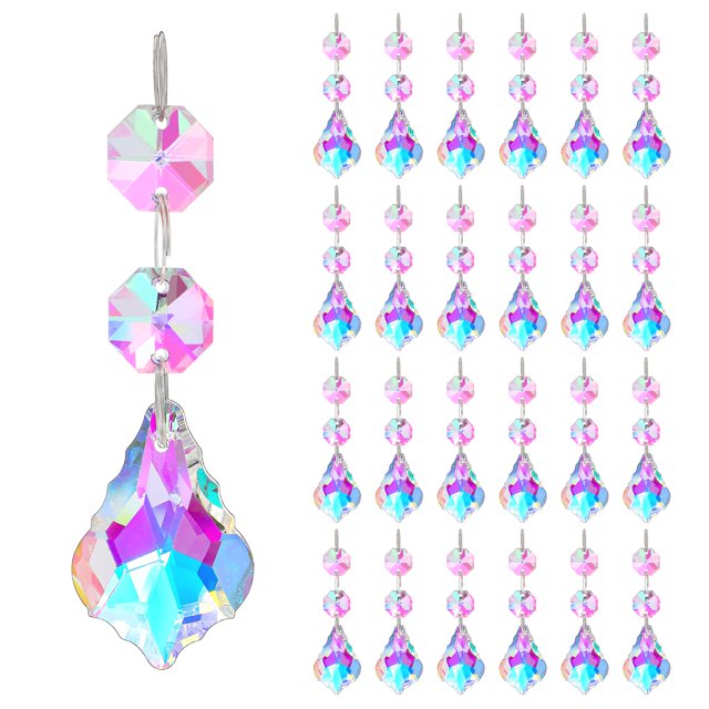 Adorno colgante KANPURA, 25 unidades, prismas de cristal AB de 38 mm