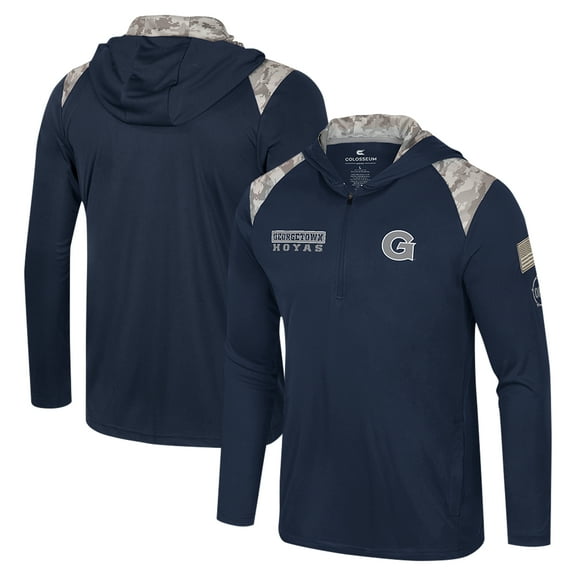 Men's Colosseum Navy Georgetown Hoyas OHT Military Appreciation Quarter-Zip Hoodie Jacket