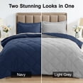 thumbnail image 3 of Sasttie 7 Pieces Queen Comforter Set, Reversible Bed in a Bag, All Season Bedding Set with Comforter, Flat Sheet, Fitted Sheet, Pillowcases & Shams, Navy & Light Grey, 3 of 10