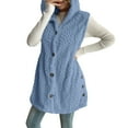 thumbnail image 7 of ZyeKqe Womens Long Vests Sherpa Hooded Tank Tops Fuzzy Fleece Warm Lightweight Outwear Fall Button up Sleeveless Cardigans, 7 of 7