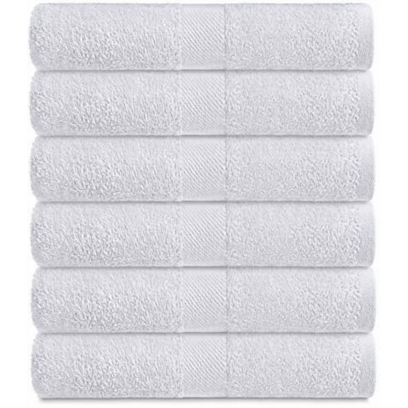 Wealuxe White Bath Towels 24x50 Inch, Cotton Towel Set for Bathroom, Hotel, Gym, Spa, Soft Extra Absorbent Quick Dry 6 Pack