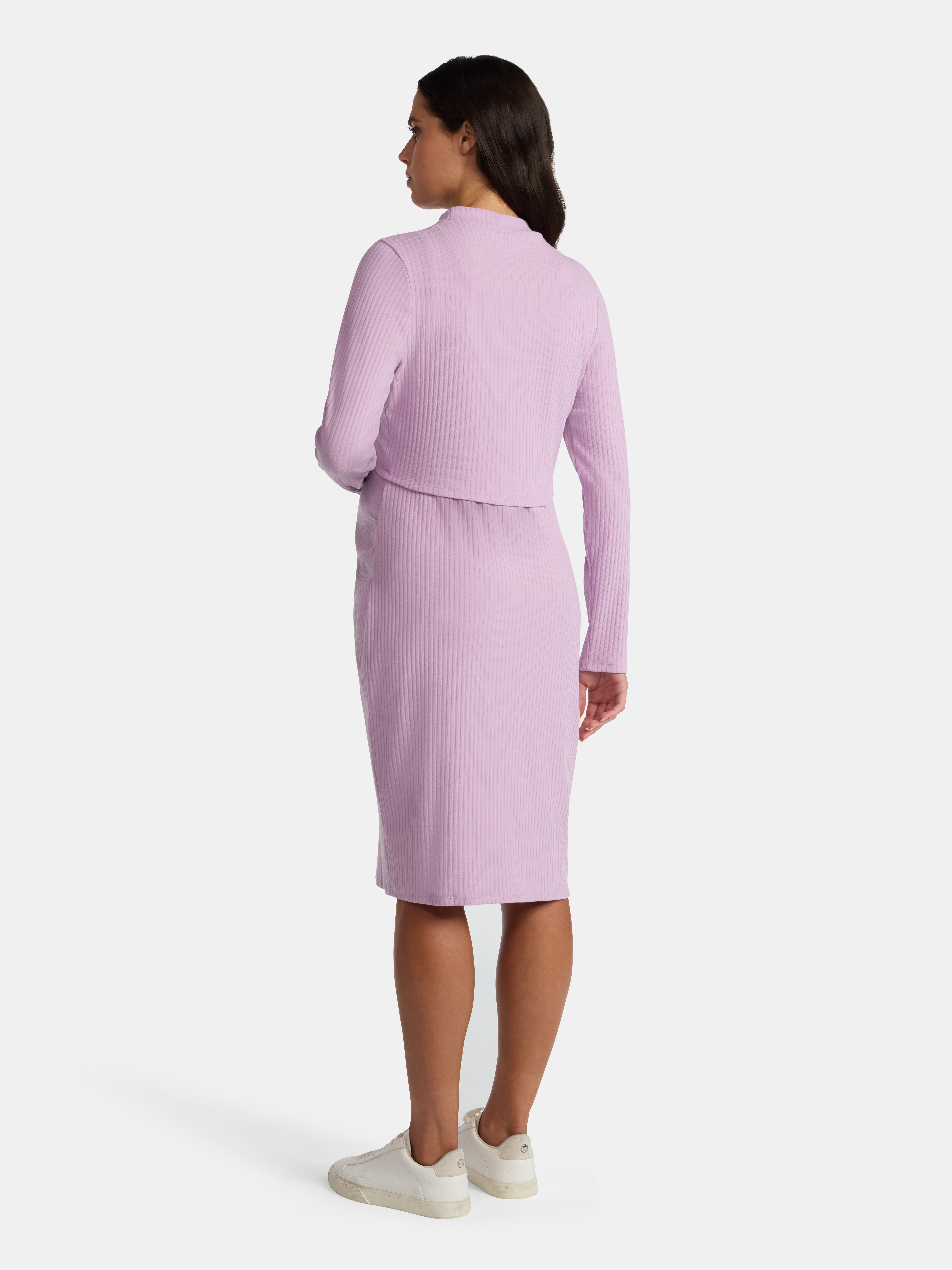 Time and Tru Women's Maternity Ribbed Dress Set, 2-Piece, Size S-XXL