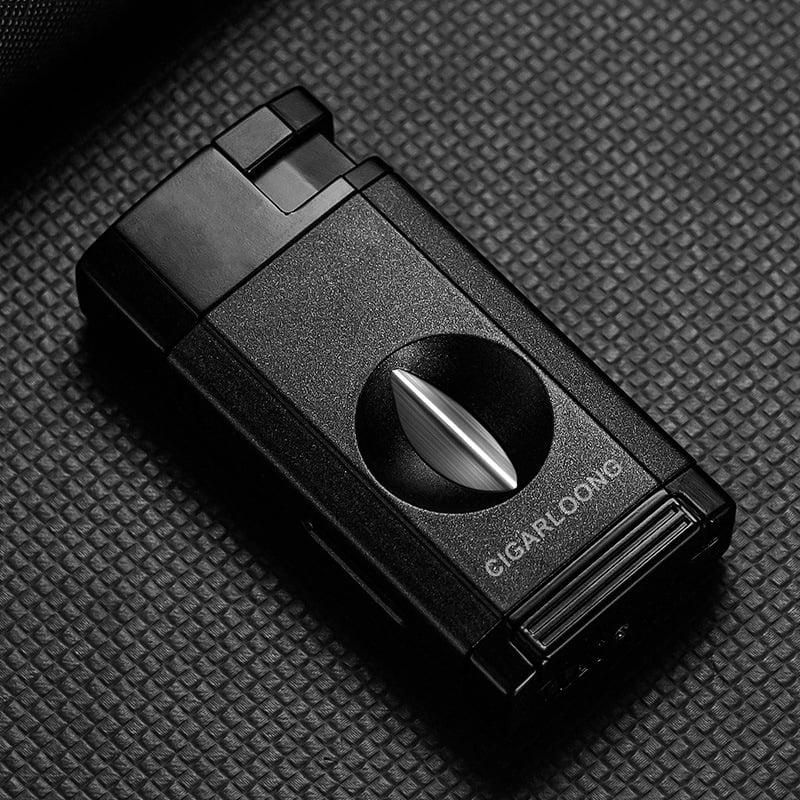 Cigar Lighter Scissors Integrated Multi-Functional Inflatable Windproof Direct Portable With Special V-Shaped Parallel Cigar Knife