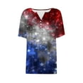 thumbnail image 5 of Cavosen Red White and Blue T Shirts Women Petite Red White and Blue 3/4 Sleeve V Neck T Shirts USA Star Striped Graphic Shirts Lady XL Patriotic Casual Shirts Independence Day Tunic Tees, 5 of 5