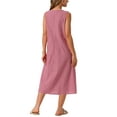 thumbnail image 3 of Vestidos sin mangas de cuadros para mujer Inspire Chic, vestido midi de gingham con ajuste holgado y bolsillos, atuendos de verano L rojo, 3 of 6