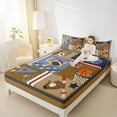 thumbnail image 4 of Feelyou Rugby Sports Lover Queen Sheet Sets for Boy, Soccer Football Flat Sheet, Brown Retro Patchwork Queen Fitted Sheet, Super Cozy Room Decor, 4 Pieces, 4 of 7
